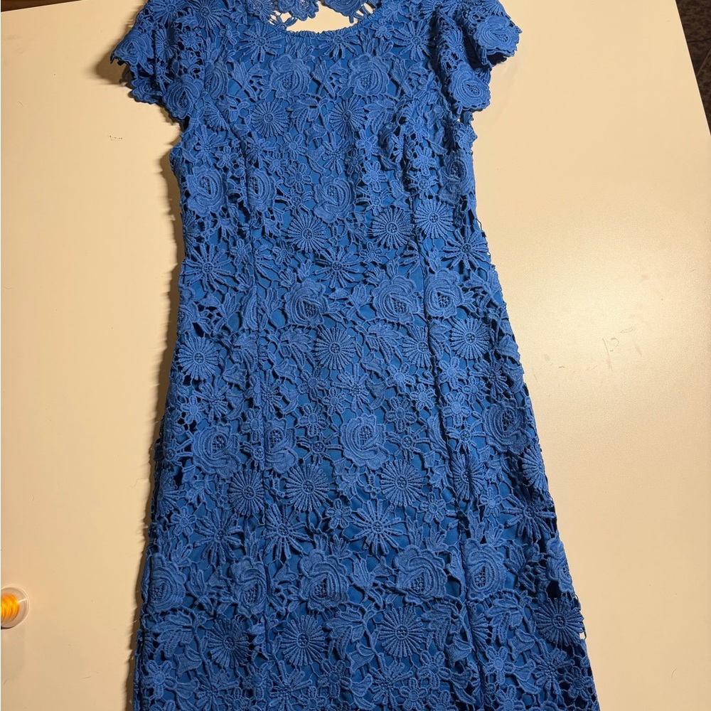 Lulu's Royal Blue Floral Lace Backless Dress